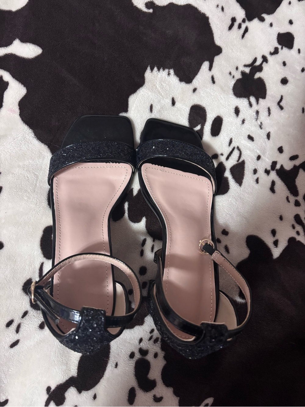 Black Glitter Strap Women’s Elegant Evening Heels